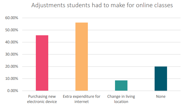 Adjustments students had to make for online classes